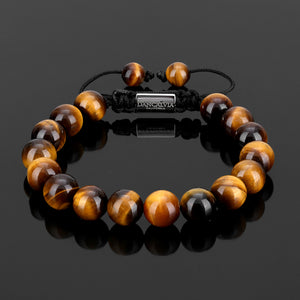 Protection Bracelet, Natural Yellow Tigers Eye 10mm Beads Bracelet for Men Women, Crystal Jewelry Stone Bracelets Christmas Gifts for Bring Luck Prosperity Protection