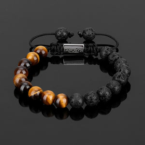 Protection Bracelet, Natural Tigers Eye Lava Stone 8mm Beads Bracelet for Men Women, Crystal Jewelry Stone Bracelets Christmas Gifts Bring Luck Prosperity