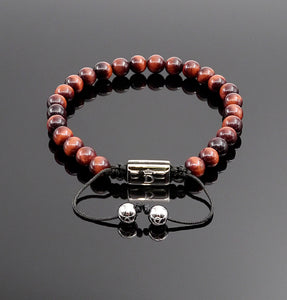 Unisex Red Tiger Eye Bead Handmade Bracelet Natural Gemstone Bracelet