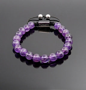 Women's Amethyst Handmade Beaded Bracelet Adjustable Gemstone Bracelets