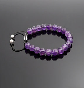 Women's Amethyst Handmade Beaded Bracelet Adjustable Gemstone Bracelets