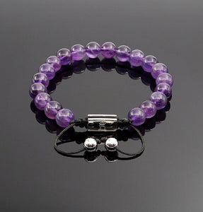 Women's Amethyst Handmade Beaded Bracelet Adjustable Gemstone Bracelets