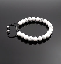 Load image into Gallery viewer, Unisex White Howlite Shamballa Bracelet Reduce Anxiety Natural Gemstone Adjustable Bracelet