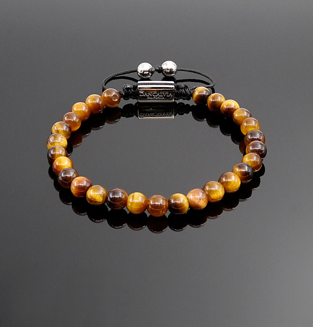 Unisex Yellow Tiger Eye Beaded Bracelet Handmade Bracelet