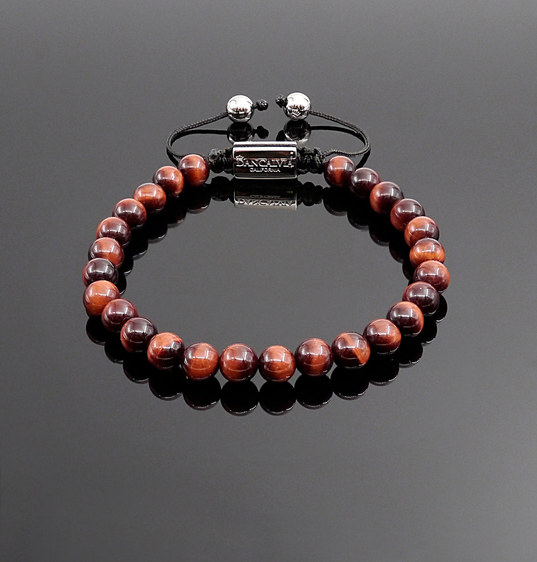 Unisex Red Tiger Eye Bead Handmade Bracelet Natural Gemstone Bracelet