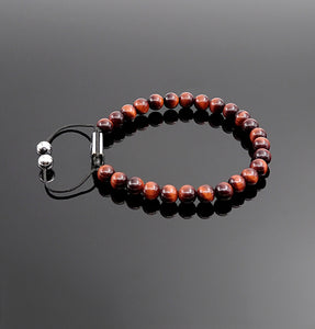 Unisex Red Tiger Eye Bead Handmade Bracelet Natural Gemstone Bracelet